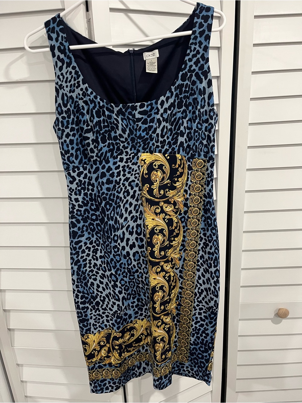 Cache Navy and Light Blue Animal Print Dress